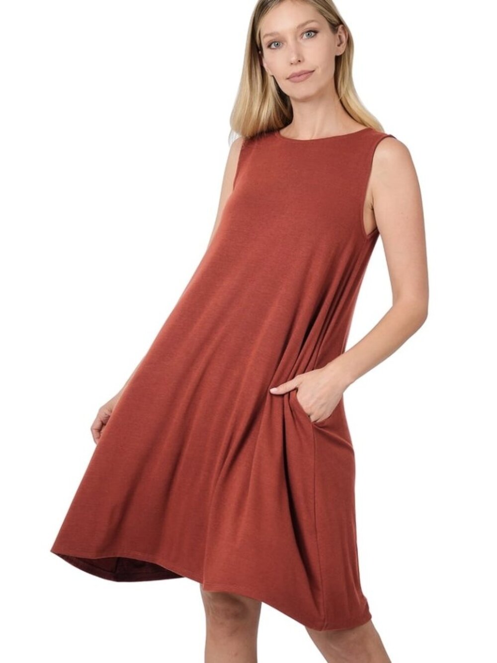 Time and Tru Casual Sleeveless Dress Pockets Women Sz XS, Sz 0, Sz 2, Rust